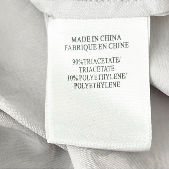 Helmut Lang Top Light Gray V-Neck Satin Short Sleeve Blouse Size S Draped Back - Picture 8 of 9